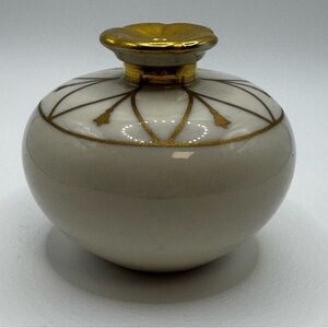 Vintage Lenox Art Deco Style Porcelain Perfume Ivory Gold Trim 2.5” Rare HTF